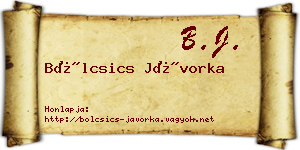 Bölcsics Jávorka névjegykártya